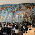 Parte del Mural del Anillo inicial en la parte izquierda de la cafetería de la Universidad Laboral de Toledo Rodrigo Abad