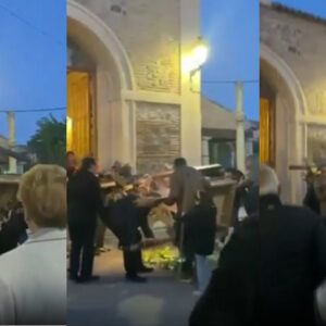 Una figura de Cristo acabó en el suelo durante la procesión de Jueves Santo en Cobisa